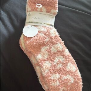 Tahari Pink and Cream Plush Socks Set